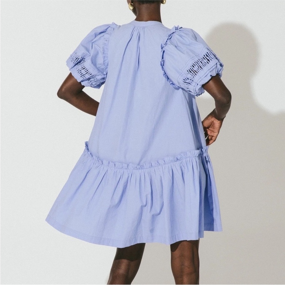 Cleo Bella Periwinkle Blue Button-Front Ruffle Mini Dress - Picture 4 of 6